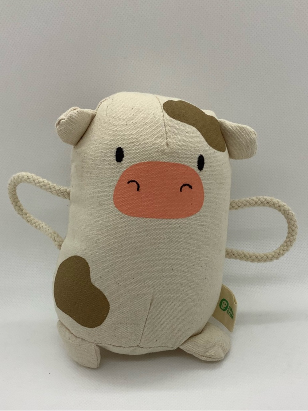 Panda Crate Mooing Cow Stuffed Animal Canvas Shaker Toy w Rope Handles